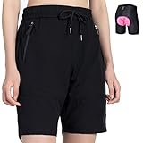 Gouxry MTB Kurz Hose Damen, Fahrradhose Radhose Radlerhose Verdicken Trennbar Gepolstert Damen Kurz Schnelltrocknend Mountainbike Outdoor Shorts(XXL, Schwarz)