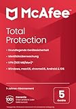 McAfee Total Protection 2023 | 5 Geräte | Virenschutz- und Internet-Sicherheitssoftware |VPN, Kennwort-Manager und Dark Web-Überwachung | PC/Mac/Android/iOS | 1-Jahres-Abonnement | Zustellung per Post