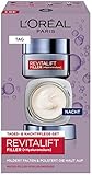 L'Oréal Paris Gesichtspflege Set, Anti-Aging Hyaluron Tagespflege und Nachtpflege gegen Falten, mit Micro-Filler Hyaluronsäure, Revitalift Filler, 2 x 50 ml