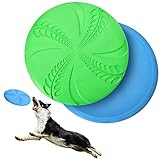 Nobleza Hundefrisbee, 2 Stück 20cm Hundefrisbee aus Natürlichem Kautschuk, Hundespielzeug Frisbee für Land und Wasser (Blau + Grün)