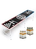 BeerBaller® LED Beer Pong Tisch | LED Beleuchtung (16 Farben) mit Fernbedienung | Becherhalter | Klappbarer Bierpong Tisch mit Bällehalter & 6 Bier Pong Bällen | Trinkspiel | Bierpong Tische