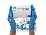 Nitrilhandschuhe 100 Stück Box (S, Blau) Einweghandschuhe, Einmalhandschuhe, Untersuchungshandschuhe, Nitril Handschuhe, puderfrei, ohne Latex, unsteril, latexfrei, disposible gloves, blue