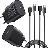 2er-Pack 25W USB C Ladegerät, Schnellladegerät,PD 3.0 Ladestecker mit 2er-Pack 1.8m USB C Kabel, Netzteil für Samsung Galaxy S22/S21 Ultra/S21+/S20/Note20/S10/S9/Note20/iPad Pro, Huawei