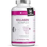 Der Testsieger 2022: Premium Kollagen Hyaluron Kapseln + Superfood Gojibeere und Grüntee - 180 Kollagen Kapseln vom Weiderind. 1000mg Kollagen Hydrolysat, Biotin, Selen, Zink, Vitamine C, B2, B3