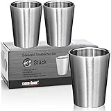 com-four® 3x Edelstahl-Trinkbecher - Thermo-Trinkbecher 250 ml aus hochwertigem Edelstahl - bruchsichere Campingbecher - doppelwandige Isolierbecher - BPA-frei (Neutral - 3 Stück)