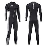 ZCCO Nassanzug Herren Frauen 3mm Neopren Tauch-Nass-Anzug mit Frontverschluss für Tauchen Schnorcheln,Tauchen,Schwimmen,Surfen Kaltes Wasser(Schwarz+Grau,4XL)