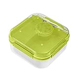 BranQ - Home essential 5901098196017 praktische Lunchbox 1,6l LIDO mit Besteck(Gabel und Messer) und einem Schraubverschlussbehälter für Sauce oder Nüsse, BPA-frei, perfekt für Salate und Snacks, Grün