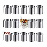 Tiamu 15Pcs Tortenring Hoch 5 cm Dessertringe, Edelstahl Mousse Backring Kuchenform, Ausstechformen Gebäck Servierringe Kuchenringe, Backform Rund für DIY Fondant, Sushi, Pudding, Schokoladen(5*5*5cm)