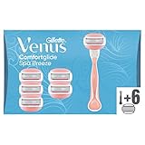 Gillette Venus Comfortglide Spa Breeze Rasierer Damen, Damenrasierer + 6 Rasierklingen mit 3-fach Klinge, Frauen Geschenk