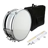 Zgsalvation 13-Zoll-blaues Leder Snare Drum, Western Percussion Instruments Varsity Wind Band Drums Percussion Musikinstrument Geschenkset mit Aufbewahrungstasche,White