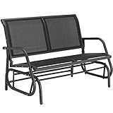 tectake 404599 Schaukelbank 2-Sitzer, Gartenbank mit Schaukelmechanismus, bis 300 kg belastbar, Outdoor Sitzbank für Park Garten Terrasse Balkon, 121 x 72 x 86,5 cm, Metallrahmen, schwarz