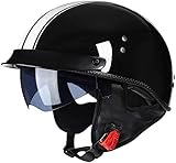 Sommer Retro Motorrad Halbhelm ECE Zertifiziert Retro Halbhelm Baseballmütze Stil,Moped ATV Helm,Für Roller Moped Baseballmütze Männer und Frauen Street Cruiser Jet Style C,XL(59-60)