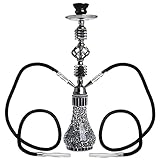 DXP-Wasserpfeifen Shisha Hookah mit 2 Schläuchen ca.55cm inkl. Kohlezange und Zubehör NEU Mosaik Hookah (Schwarz)