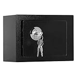 Trintion 6.4L Tresor Safe Möbeltresor Feuerfest Wasserdicht mit Schlüssel Doppelbartschloss Stahl Schwarz Dokumententresor Wand Safe Geldschrank Sicherheitsstufe 23 x 17 x 17 cm