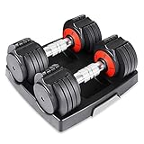 Dripex 2er Verstellbare Hanteln Set, Fitnessgeräte für Männer und Frauen - Kurzhanteln - Dumbbells - 2,72-13,6KG mit Anti-Rutsch-Griff Krafttraining Ausrüstung für Zuhause