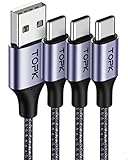 TOPK USB C Kabel [3 Stücke 2M] 3A Schnellladung Typ C Ladekabel Nylon Sync Datenkabel kompatibel mit S22 S21 S20 S10 S9 S8 A71 A52 A51 A50 Mate20 und mehr