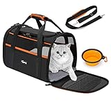 Toozey Hundetasche, Transportbox Katze Hund, Faltbare, Atmungsaktiv, Katzentransportbox, Katzentasche mit Hundenapf, 3 Strukturelle Stützen, Kein Zusammenbruch, für Kleine und Mittelgroße Haustiere