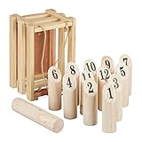 Relaxdays Kubb, mit Transportbox, finnisches Wurfspiel, Erwachsene & Kinder, Wikinger Spiel, für draußen, Holz, Natur, 1 Stück