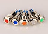 Gebildet 5pcs 8mm 12V-24VDC Edelstahl Wasserdicht LED-Kontrollleuchte und in 5 Farben Rot/Orange/Blau/Grün/Weiß