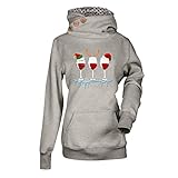 wuitopue Plus Größe Tops Für Frauen Rundhals Pullover Hoodies Langarm Knöpfe Weihnachten Print Sweatshirts Pullover Elegante Tunika Leichte Soft Fit Winddichte Tops Herbst Winter Warme Dicke Mäntel