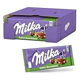 Milka Ganze Haselnüsse Tafel 17 x 100g, Alpenmilch Tafelschokolade mit ganzen Haselnüssen, Noch schokoladiger