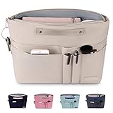 HyFanStr Handtaschen Organizer mit Reißverschlusstasche, Polyester Organizer Taschen Organizer Damen Taschenorganizer Damen, Taschen Organisator Innentaschen für Handtaschen Weiß Groß