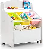 GIANTEX Kinder Spielzeugregal, Spielzeugschrank mit 3 Körben & 1 Schubladen, Kinderzimmerregal aus Holz, Spielzeug Aufbewahrungsregal, Kinderregal für Kinderzimmer, Kindergarten, Wohnzimmer (weiß)