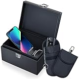 Caslord Keyless Go Schutz Autoschlüssel Box und Faraday Tasche, Autoschlüssel RFID Abschirmbox, 2 Signal Abschirmung Tasche - Schwarz