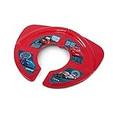 Faltbarer Premium Kinder-Toilettensitz für unterwegs, für Kleinkinder, stabiler faltbarer WC-Sitz mit Anti-Rutsch-Funktion, tragbarer Reise-WC-Sitz mit Tasche, Disney Cars rot