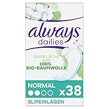 Always Dailies Slipeinlagen Damen Cotton Protection Normal (38 Binden) Oberfläche aus 100 % Bio-Baumwolle