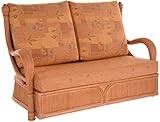 korb.outlet Edles Wohnzimmer Schlafsofa Prince Rattan-Sofa mit Schlaffunktion 2-Sitzer Liegesofa Rattansofa (Terracotta)