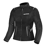 SHIMA RUSH JACKET LADY BLACK, Städtische 3-Lagen-Motorradjacke mit Protektoren für Damen (Schwarz, XL)