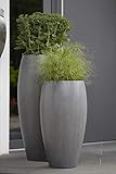 Tolle Pflanzvase für Terrasse & Garten - Hochwertiger Pflanzkübel – Fiberglas - Mit Einsatz – Indoor & Outdoor – Wetterbeständig & Frostsicher – Vase/Kübel (Groß - Höhe: 85cm, Grau)