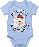 Shirtracer Weihnachten Baby Outfit Christmas - Mein erstes Weihnachten mit Eisbär - 3/6 Monate - Babyblau - 1. Weihnachten - BZ10 - Baby Body Kurzarm für Jungen und Mädchen