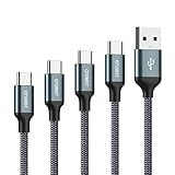 USB C Kabel [4-Pack 0,5M 1M 2M 3M] QTUMIST USB Typ C Ladekabel, Quick Charge QC 3.0 Schnellladekabel, USB A auf USB C Datenkabel für Samsung Galaxy S22 S21 S20 A33 A22 A13, Huawei P20, PS5 Controller