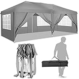 cobizi 3x6M Pavillon Outdoor Faltpavillon, Schwerlast Pavillon Passerdichte Faltzelt, mit 6 Seitenwänden für Party im Freien, Hochzeit, kommerzielle Veranstaltung, Grau