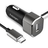 Spigen 27W USB C 2 Port KFZ Auto Ladegerät USB-C Zigarettenanzünder Kompatibel mit Galaxy S20 S10 S10e S9 S8 Plus Note 20 Ultra 10 9 8 Plus Z Flip Fold Galaxy Tab S6 S5e Buds Pixel Huawei und mehr