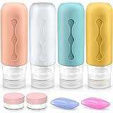 PAMIYO Silikon Reiseflaschen 90ml Set,4 Stück Auslaufsicher Reise Container und Portable Reise Toilettenartikel Set nachfüllbare Flüssigkeitsbehälter für Lotion Körperpflege