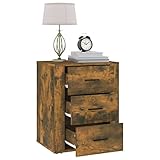 Gecheer Nachttisch Nachtkonsole Beistellschrank Nachtkommode Nachtschränckchen Mit 3 Schubladen Telefontisch Nachtschrank Bedside Table 50 x 36 x 60 cm (L x B x H) Holzwerkstoff Räuchereiche