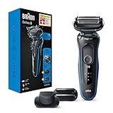 Braun Series 5s Rasierer Herren, Elektrorasierer mit 3 flexiblen Klingen, Präzisionstrimmer, 3-Tage-Bart-Trimmer, 50 Min Laufzeit, EasyClick Aufsätze, Wet&Dry, B1820s, blau