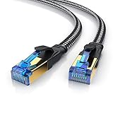 CSL - CAT 8 Netzwerkkabel Flach 40 Gbits - Baumwollmantel - 2m - LAN Kabel Patchkabel - CAT 8 Gigabit RJ45 Ethernet Cable - 40000 Mbits Geschwindigkeit - Flachbandkabel - Verlegekabel - Cat 6 Cat 7