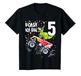 Kinder Geburtstag 5 Jahre Dinosaurier Monster Truck Jungen Mädchen T-Shirt