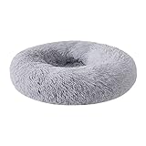 Hundebet Katzenbett Donut Plüsch Haustierbett für Katzen und Hunde Rundes warme weiche Bequeme Hundehütte Hundesofa Katze Schlafen (Hellgrau M/45CM) passt in EIN 5 kg schweres Haustier