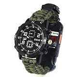 BPSJKET Armbanduhr, Outdoor, EDC PE, Überleben, multifunktional, Camping, Armband, Ausrüstung, Werkzeug (Armeegrün)