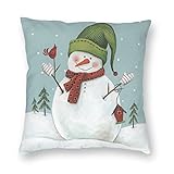 Kissenbezug 40x40 cm Smiley-Schneemann Dekokissen Kissen Kissen Home Decor Sofa Kissen Geburtstagsgeschenk Muttertag Weihnachten 16x16 Inches