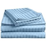 Nile Betten Collection Luxury Hotel Bettwäsche Ägyptische Baumwolle Fadenzahl 600 Satin 4 teilig massiv 58,4 cm Deep Pocket Muster alle Größen & Farbe Traditionell RV-Bunk Hellblau / gestreift