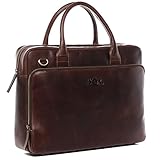 SID & VAIN Laptoptasche Ryan aus Premium Leder I Business-Tasche XL groß für Herren und Damen 15.4 Zoll Laptop Laptop-Fach I Umhängetasche Aktentasche braun handgefertigt