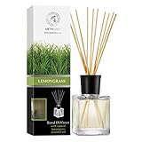 Raumduft Diffuser Lemongrass 200ml - Zitronengras - Naturreines Ätherisches Zitronengrasöl - Intensiv Raumduft - Raumduft-Set Zum Aromatisieren