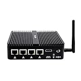 HISTTON Firewall Mini PC, Micro Appliance Fanless Mini PC 4 LAN Quad Core Celeron J4125, 4GB RAM 128GB SSD, OPNsense Mini Firewall, HDMI, WiFi, BT4.0, AES-NI, Mini PC Server VPN Router