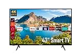 Telefunken XU43K700 43 Zoll Fernseher / Smart TV (4K Ultra HD, HDR Dolby Vision, Triple-Tuner) - 6 Monate HD+ inklusive [2022] [Energieklasse G], Schwarz